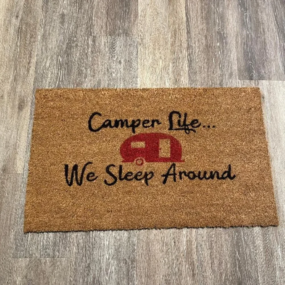 Camper Life...We Sleep Around decorative coir doormat